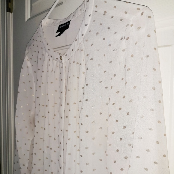 Women's White and Gold Liz Claiborne Blouse Size L - Picture 3 of 5